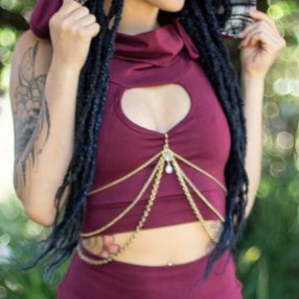 Noralina Freedom Designs Key Cowl Hooded Top & Leg Holster Booty Short Set